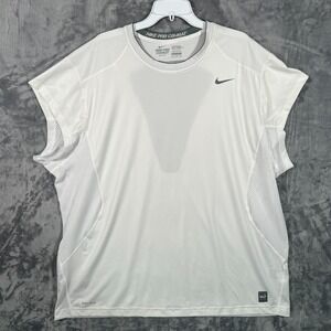 Nike Pro Combat White Sleeveless Shirt Mens 4XL Big Training Gym Tank Dri Fit